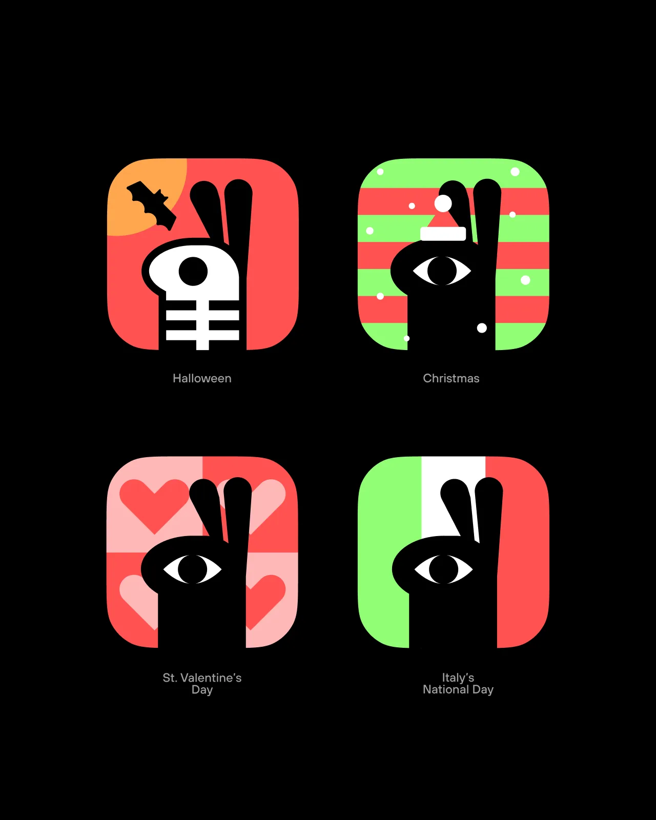 Seasonal variants of the app icon