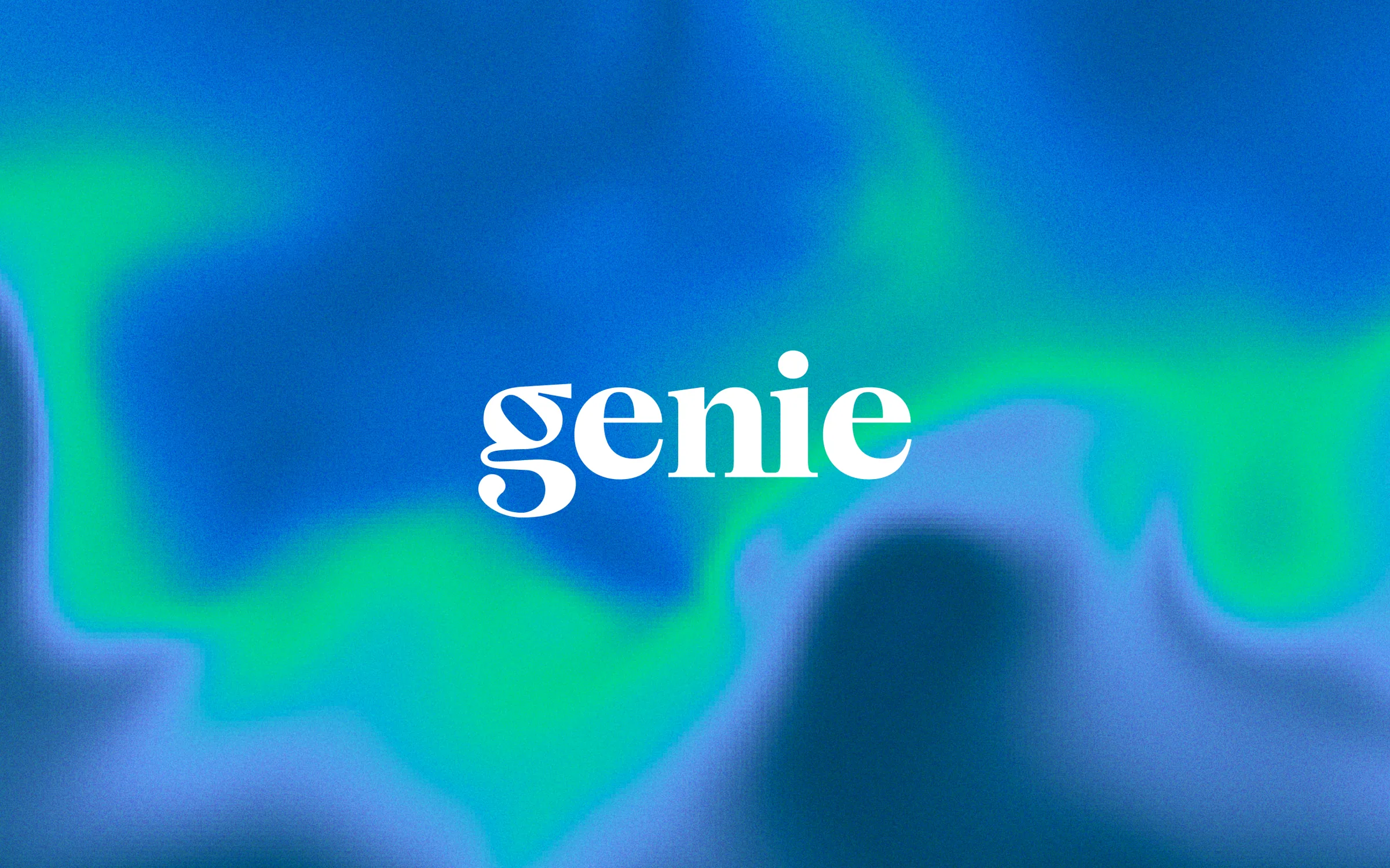 The genie wordmark over a brand gradient