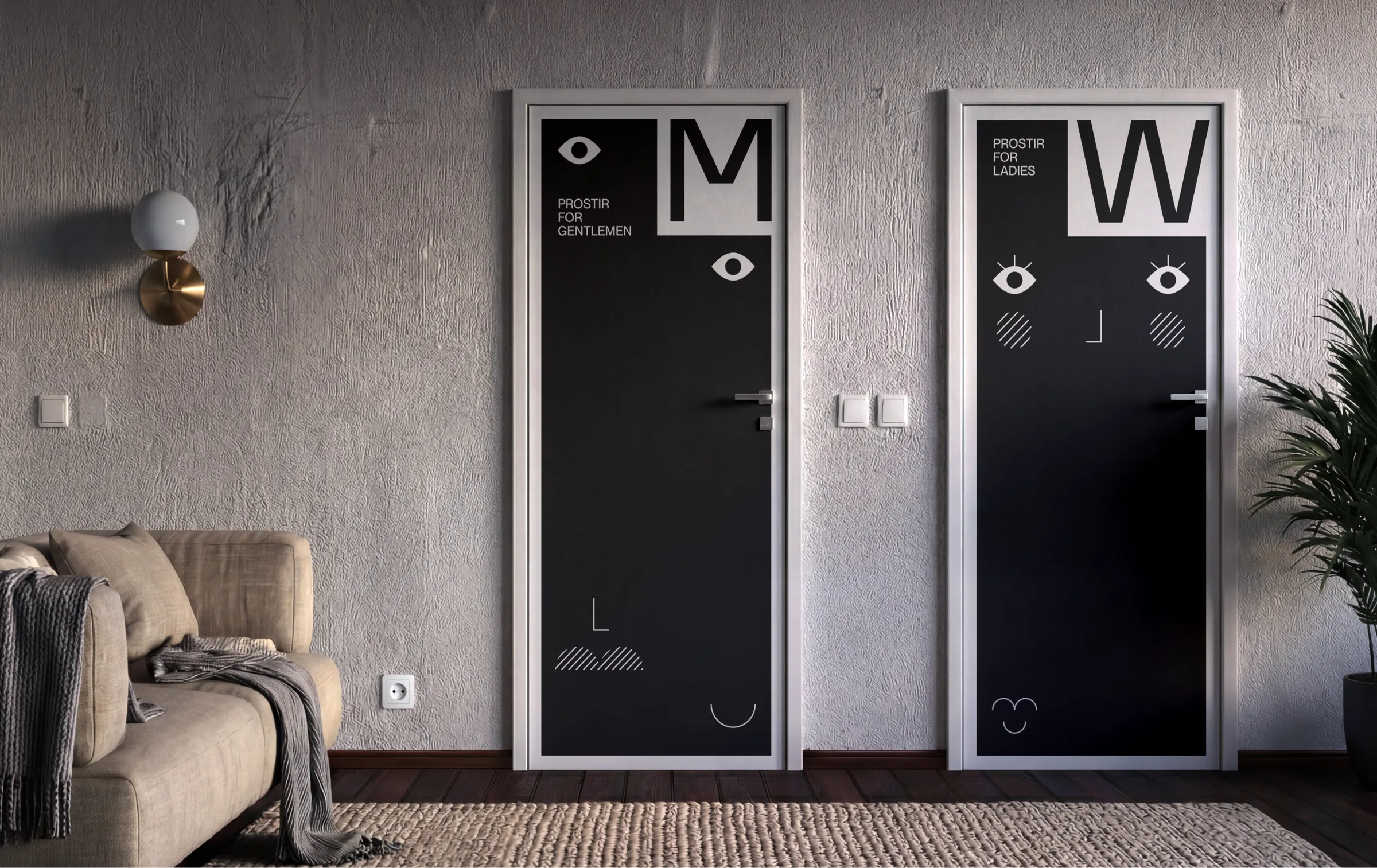 Restroom doors carrying the eye mark