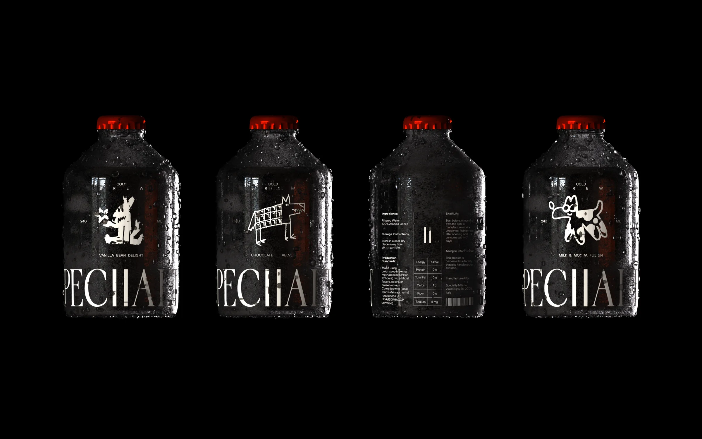 Cold brew bottles in the range